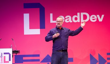 Me on stage at LeadDev